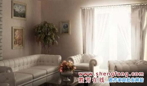 单一色调的空间在上世纪70年代非常流行，此空间也借鉴了该种设计风格，令空间显得颇为静谧悠然。而现代化的一套客厅家具，则又为空间融入了时尚、现代的元素。