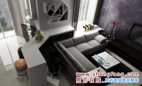 整体空间的布局相对较为紧凑，黑白两色的色调，也令空间颇为经典传统。在墙面装饰方面，一面墙傻瓜是凸起的储物架，几何造型别致艺术;另一面则是淡蓝色的花纹，清新纯净，共同为空间融入了艺术与时尚的魅力。