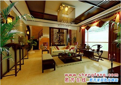 中式复式装修效果图 沉稳大气又不失时尚感