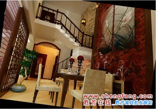 中式复式装修效果图 沉稳大气又不失时尚感