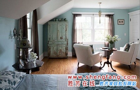 蓝灰色卧室欣赏