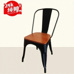 铁皮实木铁艺餐椅主题餐厅个性定制餐椅铁皮椅胜芳景祥家具