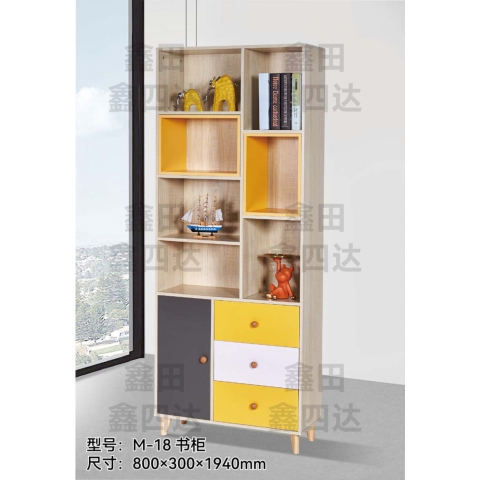 胜芳家具批发 书架简约落地客厅置物架经济型家用卧室简易收纳柜学生带门小书柜 鑫田鑫四达家具
