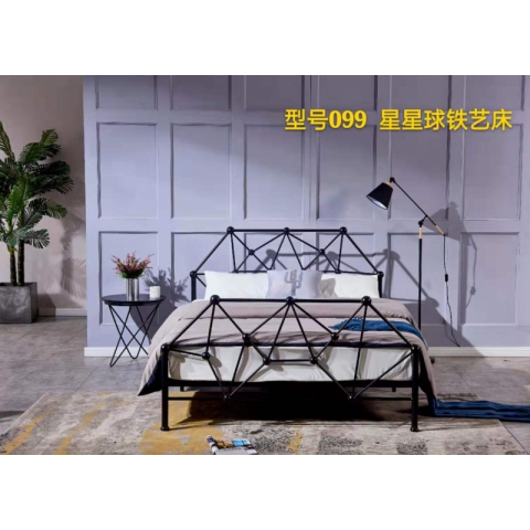 胜芳铁艺床批发欧式铁艺床复古旅馆铁架床双人床酒店公寓床卧室铁架床公主床金属床出租屋1.2米1.5米铁床1.8米迪雅佳家具