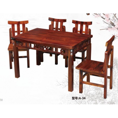 胜芳原生态火烧木家具批发 主题酒店桌椅 实木餐桌餐椅批发 桌面 户外实木餐桌椅 原生态酒店家具 酒店家具和合家具