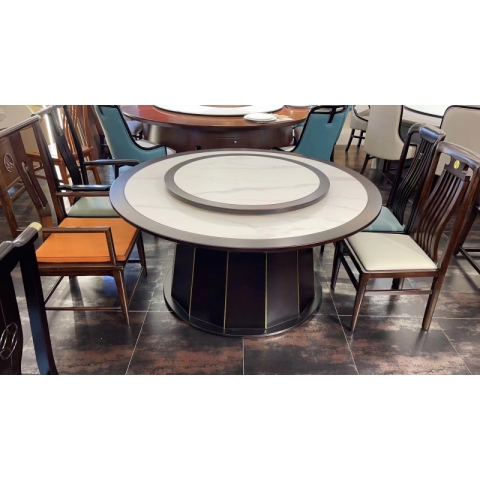 胜芳酒店家具 饭店餐桌 酒店 餐桌 电动餐桌 胜芳餐桌椅 酒店桌 圆桌 转盘桌 实木旋转大餐台 火锅桌 岩板圆桌 木质家具 餐厅家具中式家具 金盾酒店家具