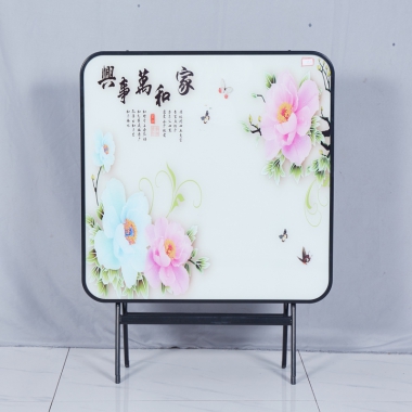 胜芳折叠桌批发 3D玻璃面饭桌 餐桌 家用简易圆桌 轻奢圆桌 轻奢方桌 吃饭桌 户外便携摆摊折叠桌 租房小户型方桌子 玻璃桌 玉振家具