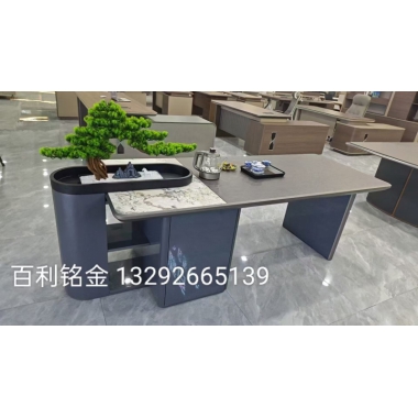 胜芳家具批发 茶桌  办公桌 写字桌  电脑桌  桌椅组合 现代简约多功能一体桌 板式茶桌  轻奢岩板桌椅组合阳台茶桌  百利铭金办公家具