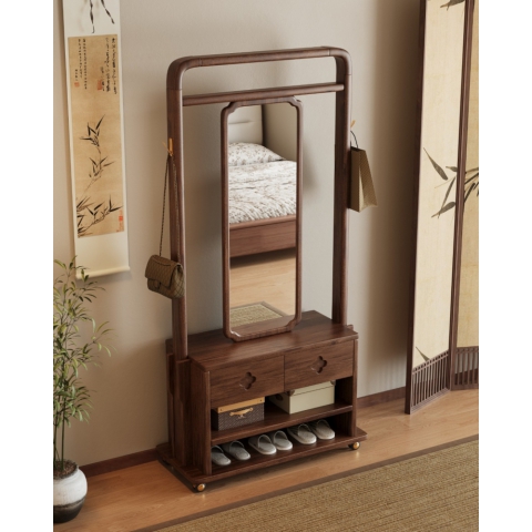 香河衣帽架批发 实木衣帽架 北欧衣帽架 门厅柜 多功能挂衣架+置物架 广东生产香河仓库现货直发 香河润泽家具
