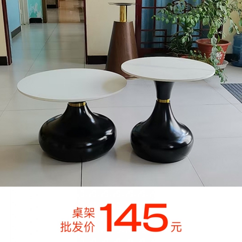 胜芳轻奢岩板边几客厅沙发旁小圆几网红花瓶造型角几创意铁艺组合茶几鑫鑫家具批发