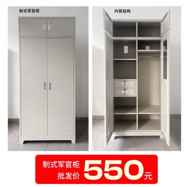 胜芳制式军官柜批发钢制双门更衣柜宿舍铁皮储物柜双合铁柜家具