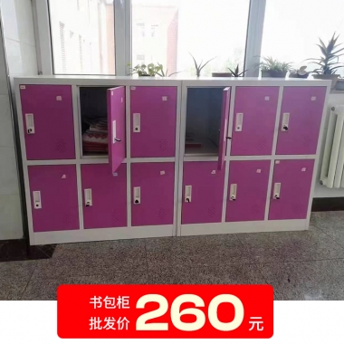 胜芳书包柜批发彩色十二门铁皮储物柜学生书包柜带锁双合铁柜家具