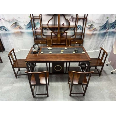 明月款茶台 茶桌批发 实木茶台 茶道桌 大板茶台 香河润泽家具