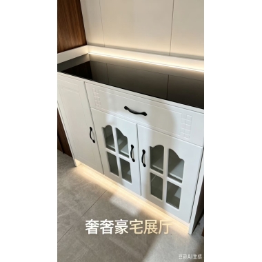 胜芳餐边柜批发 玻璃门餐边柜 客厅靠墙储物 茶水酒柜 厨房置物橱柜 收纳碗柜 轻奢柜子 会来家具